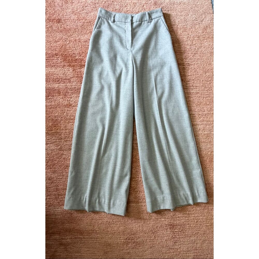Express High Rise Wide Leg Pants Size 0R Gray Herringbone